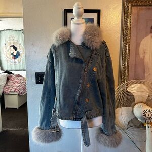 Chic Denim Jacket with Faux Fur Accents